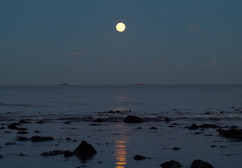 PICT0024proc Moonrise over the Maidens, Drains Bay, Co Antrim